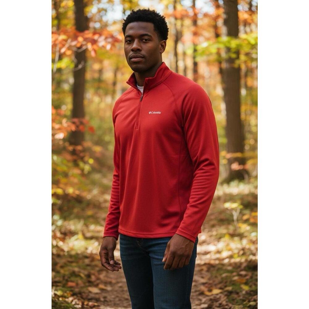 Columbia Men's‎ Omni-Shade Ref Sun Protection Long Sleeve Red Sz Large